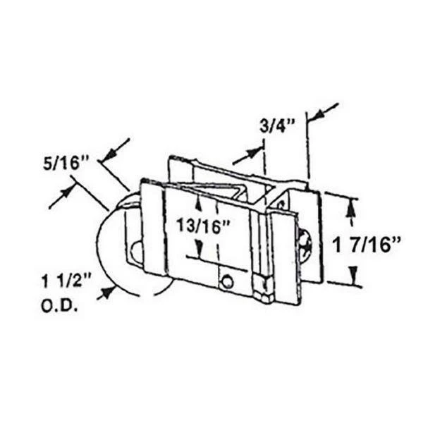 Barton Kramer 1-1/2 in. Nylon Wheel Wallace Patio Door Roller Assembly 4 Barton Kramer 1-1/2 in. Nylon Wheel Wallace Patio Door Roller Assembly - Image 2