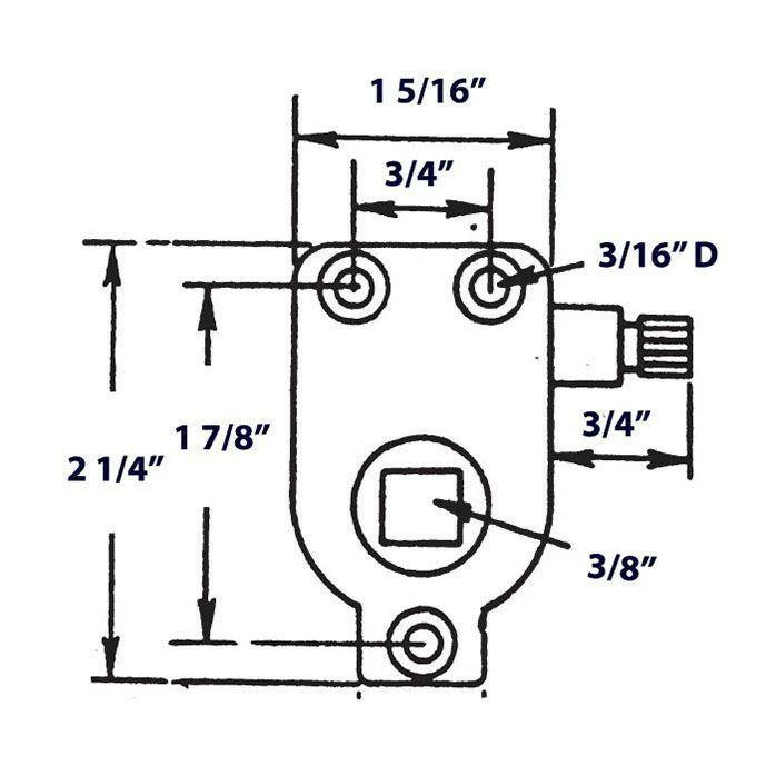 Barton Kramer 1-3/8 in. Unfinished Zinc Right Hand Mobile Home Awning Window Side Mount Torque Window Operator 4 Barton Kramer 1-3/8 in. Unfinished Zinc Right Hand Mobile Home Awning Window Side Mount Torque Window Operator - Image 2