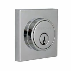 Defiant Contemporary Square Bright Chrome Double Cylinder Deadbolt