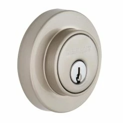 Defiant Contemporary Round Satin Nickel Single Cylinder Deadbolt