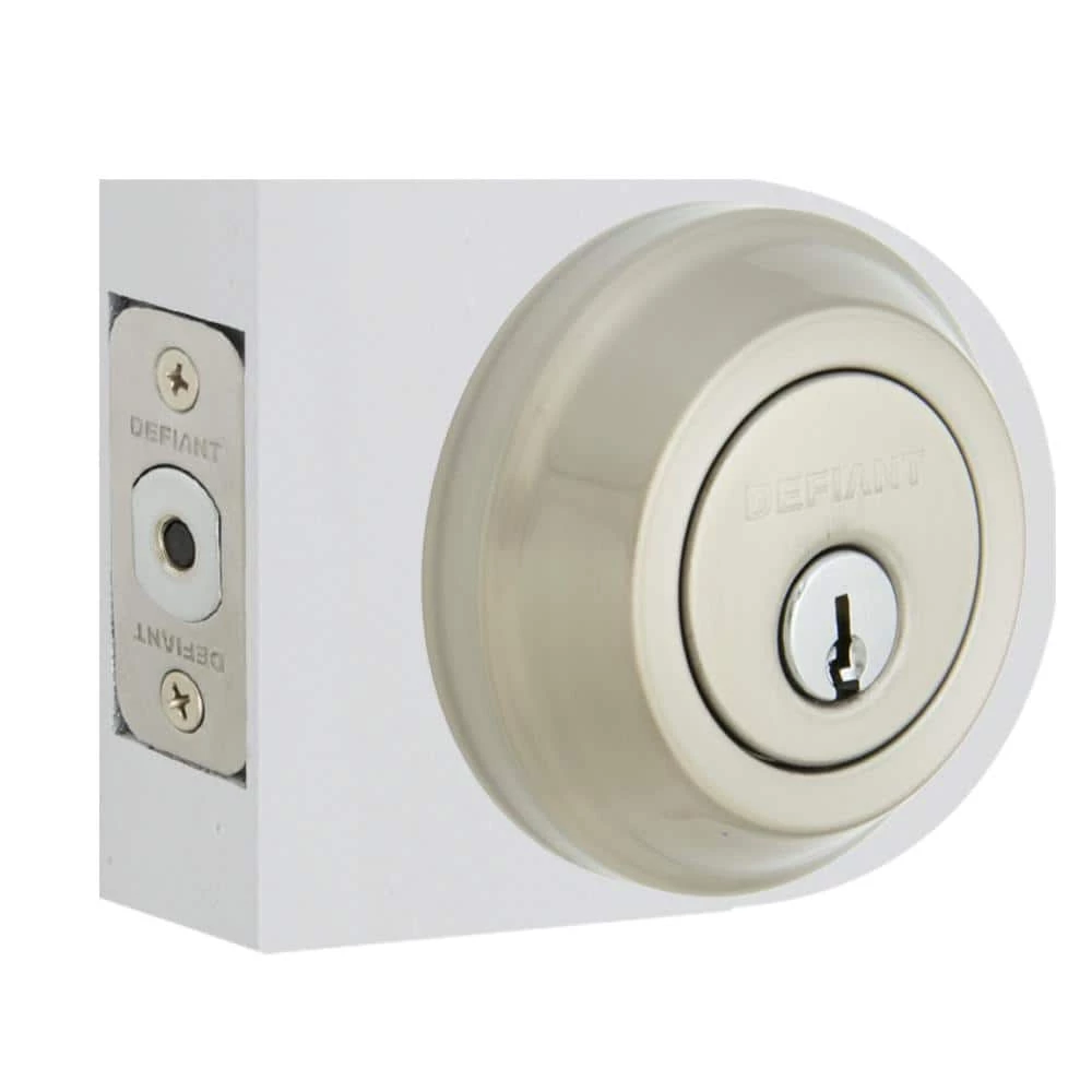 Defiant Satin Nickel Low Profile Double Cylinder Deadbolt 5 Defiant Satin Nickel Low Profile Double Cylinder Deadbolt - Image 3