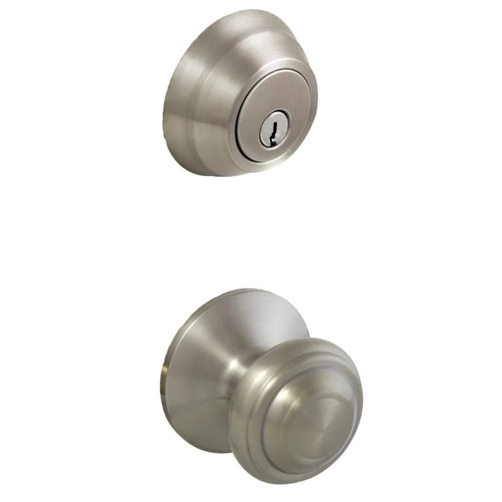 Defiant Madrid Satin Nickel Door Knob and Wavelet Single Cylinder Combo Pack 3 Defiant Madrid Satin Nickel Door Knob and Wavelet Single Cylinder Combo Pack