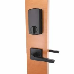 Defiant Square Matte Black Electronic Keypad Single Cylinder Deadbolt with Tonbridge Door Handle Combo Pack -Barton Kramer Shop defiant door lock combo packs 32md6x9a8ab 1f 1000