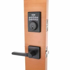 Defiant Square Matte Black Electronic Keypad Single Cylinder Deadbolt with Tonbridge Door Handle Combo Pack -Barton Kramer Shop defiant door lock combo packs 32md6x9a8ab c3 1000
