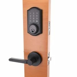 Defiant Castle Matte Black Touchpad Single Cylinder Deadbolt with Tonbridge Handle Combo Pack -Barton Kramer Shop defiant door lock combo packs 32md6x9c1cb c3 1000