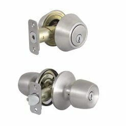 Defiant Brandywine Stainless Steel Keyed Entry Knob and Single Cylinder Deadbolt Combo Pack -Barton Kramer Shop defiant door lock combo packs b86l1b fa 1000