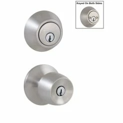 Defiant Brandywine Stainless Steel Entry Knob and Double Cylinder Deadbolt Combo Pack