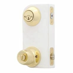 Defiant Brandywine Polished Brass Entry Knob and Double Cylinder Deadbolt Combo -Barton Kramer Shop defiant door lock combo packs b87l2 40 1000