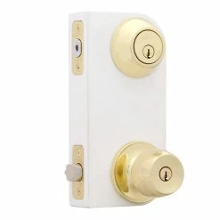 Defiant Brandywine Polished Brass Entry Knob and Double Cylinder Deadbolt Combo -Barton Kramer Shop defiant door lock combo packs b87l2 4f 1000