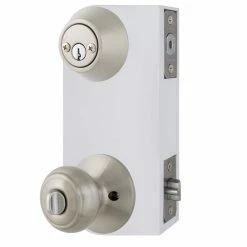 Defiant Hartford Satin Nickel Entry Knob and Double Cylinder Deadbolt Combo Pack -Barton Kramer Shop defiant door lock combo packs bgx2l2b 44 1000
