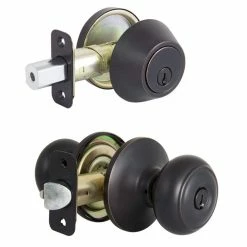 Defiant Hartford Aged Bronze Entry Knob and Single Cylinder Deadbolt Combo Pack -Barton Kramer Shop defiant door lock combo packs bgx7l1b fa 1000