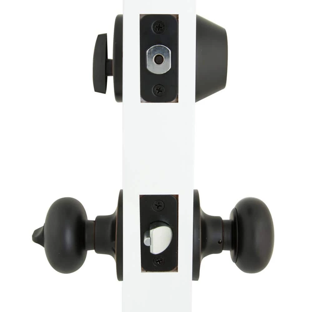 Defiant Simple Series Round Aged Bronze Keyed Entry Door Knob with Single Cylinder Deadbolt Combo Pack 6 Defiant Simple Series Round Aged Bronze Keyed Entry Door Knob with Single Cylinder Deadbolt Combo Pack - Image 4