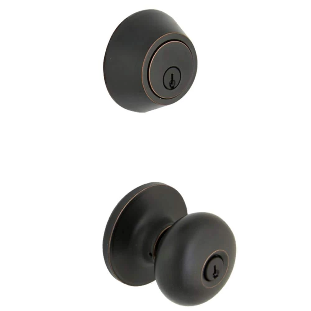 Defiant Simple Series Round Aged Bronze Keyed Entry Door Knob with Single Cylinder Deadbolt Combo Pack 3 Defiant Simple Series Round Aged Bronze Keyed Entry Door Knob with Single Cylinder Deadbolt Combo Pack