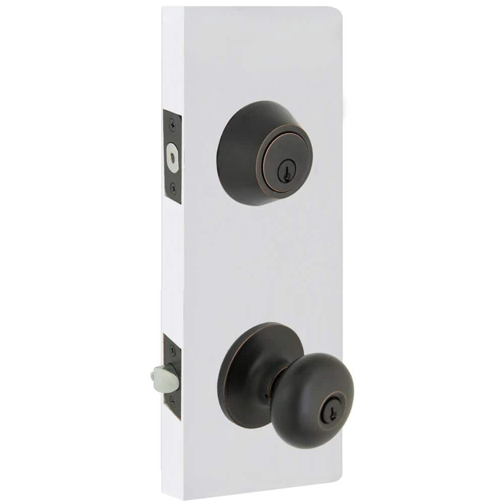 Defiant Simple Series Round Aged Bronze Keyed Entry Door Knob with Single Cylinder Deadbolt Combo Pack 5 Defiant Simple Series Round Aged Bronze Keyed Entry Door Knob with Single Cylinder Deadbolt Combo Pack - Image 3