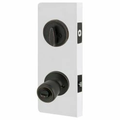 Defiant Simple Series Bell Aged Bronze Keyed Entry Door Knob with Single Cylinder Deadbolt Combo Pack -Barton Kramer Shop defiant door lock combo packs evbrx7b91b 1f 1000