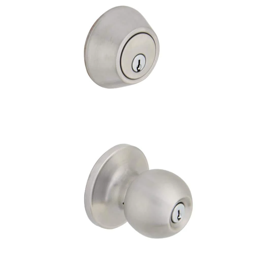 Defiant Simple Series Ball Stainless Steel Keyed Entry Door Knob with Single Cylinder Deadbolt Combo Pack 3 Defiant Simple Series Ball Stainless Steel Keyed Entry Door Knob with Single Cylinder Deadbolt Combo Pack