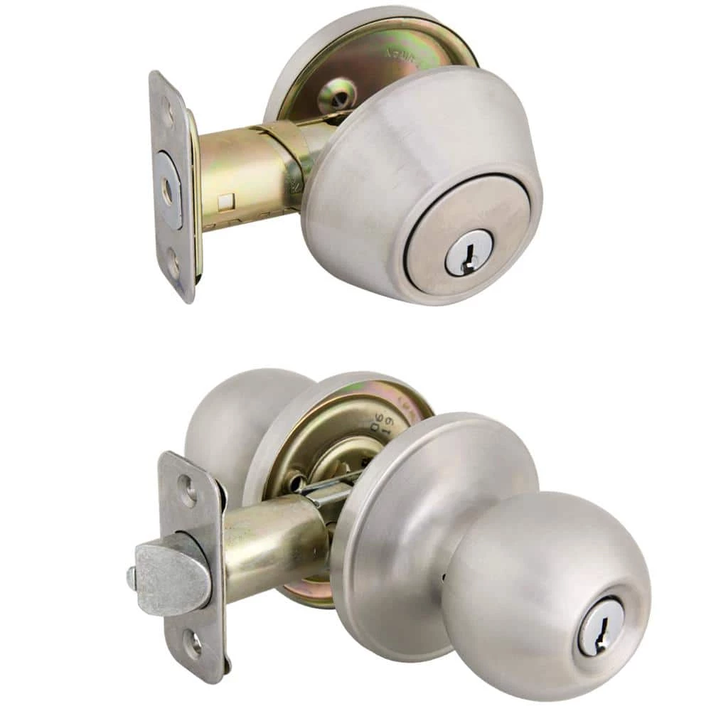 Defiant Simple Series Ball Stainless Steel Keyed Entry Door Knob with Single Cylinder Deadbolt Combo Pack 8 Defiant Simple Series Ball Stainless Steel Keyed Entry Door Knob with Single Cylinder Deadbolt Combo Pack - Image 6