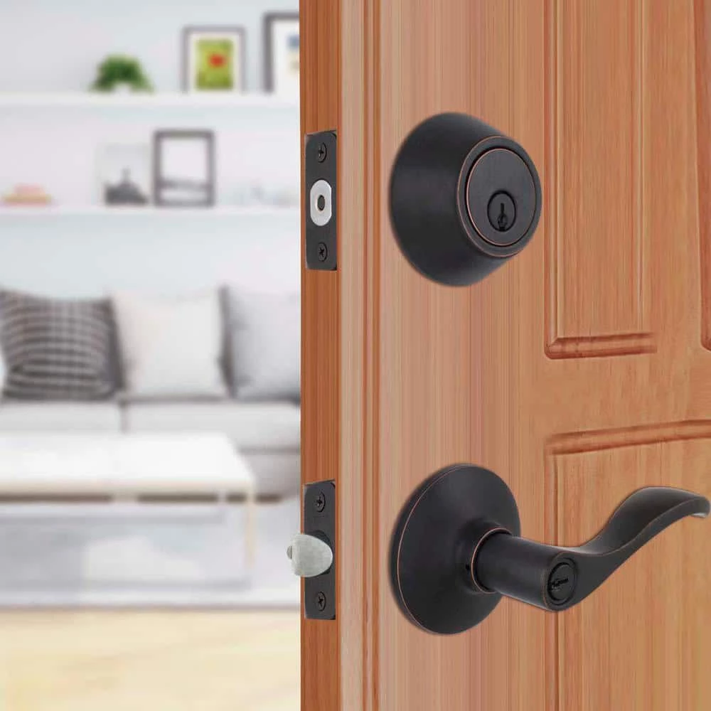 Defiant Naples Aged Bronze Entry Handle and Single Cylinder Deadbolt Combo Pack 4 Defiant Naples Aged Bronze Entry Handle and Single Cylinder Deadbolt Combo Pack - Image 2
