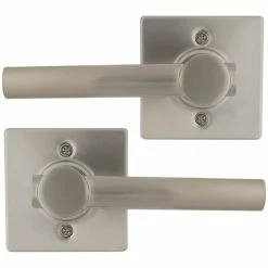 Barton Kramer Shop 26 Defiant Highland Satin Nickel Dummy Door Lever with Square Rose (2-Pack)