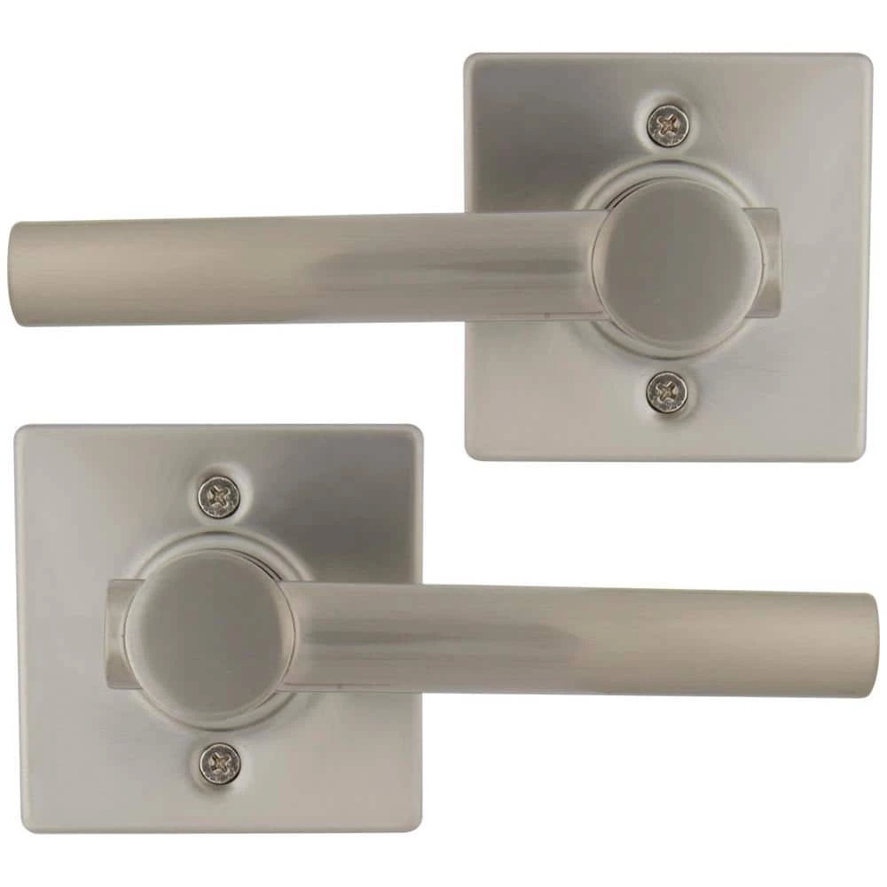 Defiant Highland Satin Nickel Dummy Door Lever with Square Rose (2-Pack) 3 Defiant Highland Satin Nickel Dummy Door Lever with Square Rose (2-Pack)