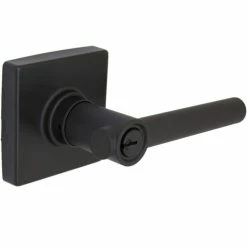 Barton Kramer Shop 38 Defiant Highland Matte Black Keyed Entry Door Handle with Square Rose