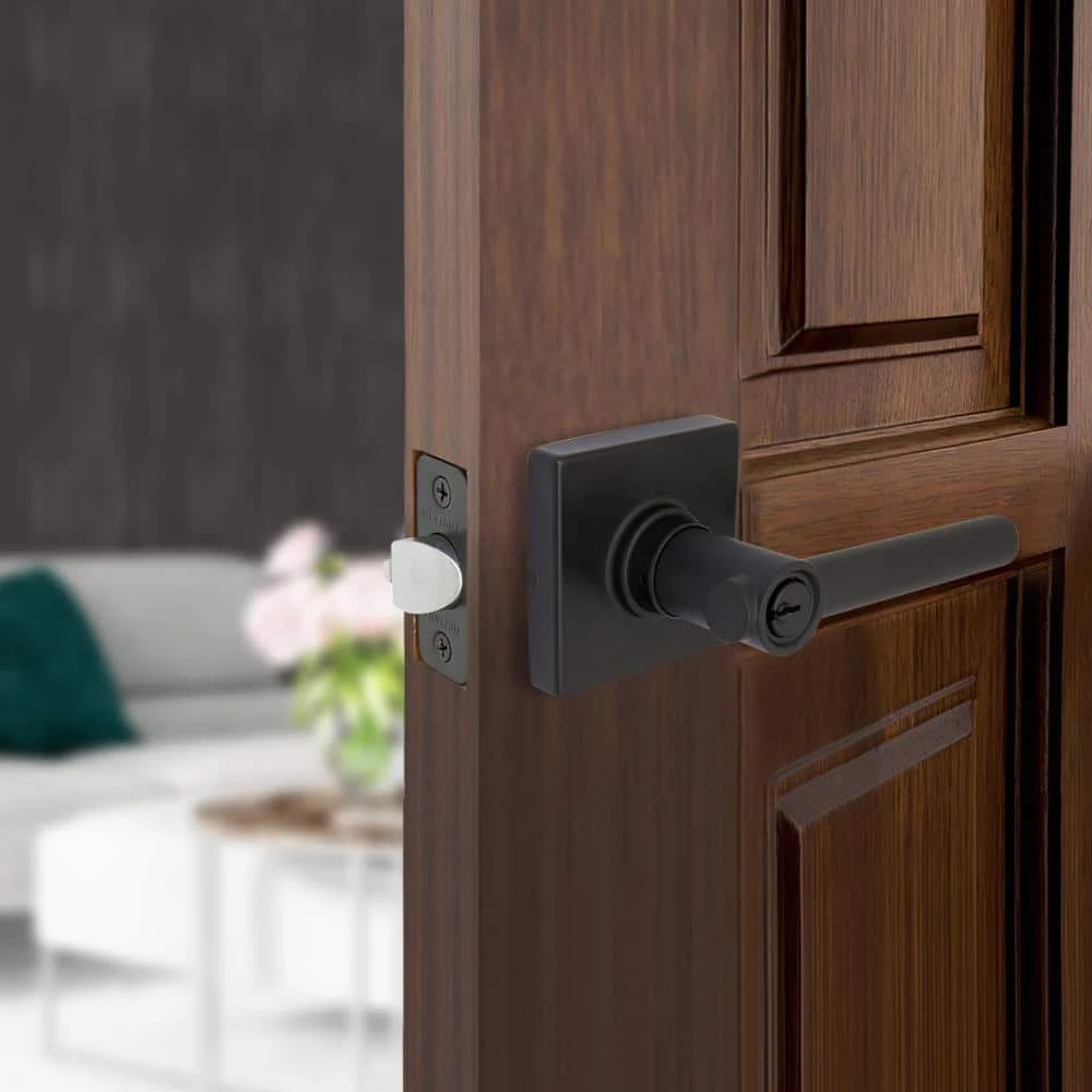 Defiant Highland Matte Black Keyed Entry Door Handle with Square Rose 4 Defiant Highland Matte Black Keyed Entry Door Handle with Square Rose - Image 2