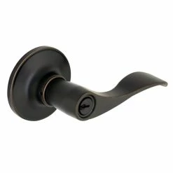 Defiant Simple Series Wave Aged Bronze Keyed Entry Door Handle