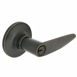 Defiant Simple Series Straight Aged Bronze Keyed Entry Door Handle