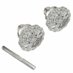 Defiant 2-1/4 in. Satin Nickel Victorian Glass Door Knob (2 per Pack)