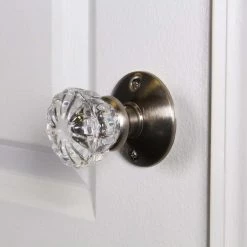 Defiant 2 in. Satin Nickel Victorian Glass Knob Passage Set -Barton Kramer Shop defiant entry door knobs 70412 1f 1000