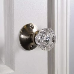 Defiant 2 in. Satin Nickel Victorian Glass Knob Passage Set -Barton Kramer Shop defiant entry door knobs 70412 44 1000