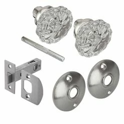 Defiant 2 in. Satin Nickel Victorian Glass Knob Passage Set