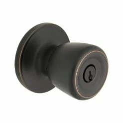 Defiant Simple Series Bell Aged Bronze Keyed Entry Door Knob