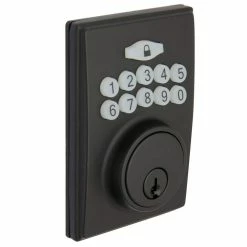 Defiant Square Matte Black Electronic Single Cylinder Keypad Deadbolt