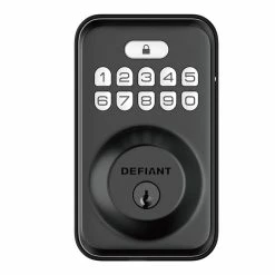 Defiant Single Cylinder Square Electronic Keypad Deadbolt Matte Black