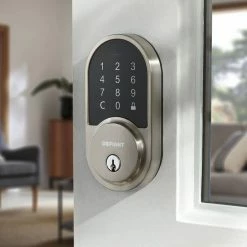 Defiant Round Satin Nickel Smart Hubspace Wi-Fi Deadbolt 13 Defiant Round Satin Nickel Smart Hubspace Wi-Fi Deadbolt -Barton Kramer Shop defiant keyless deadbolts hsgc6x2d01aj 31 1000