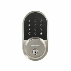 Defiant Round Satin Nickel Smart Hubspace Wi-Fi Deadbolt 12 Defiant Round Satin Nickel Smart Hubspace Wi-Fi Deadbolt -Barton Kramer Shop defiant keyless deadbolts hsgc6x2d01aj 4f 1000