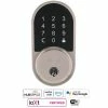 Defiant Round Satin Nickel Smart Hubspace Wi-Fi Deadbolt -Barton Kramer Shop defiant keyless deadbolts hsgc6x2d01aj 64 1000