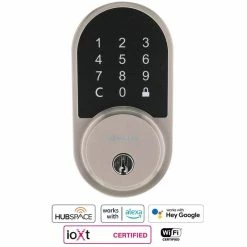 Defiant Round Satin Nickel Smart Hubspace Wi-Fi Deadbolt