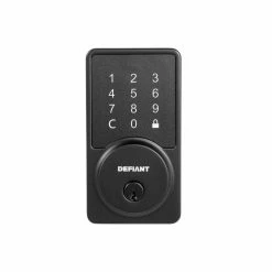 Defiant Square Matte Black Smart Hubspace Wi-Fi Deadbolt -Barton Kramer Shop defiant keyless deadbolts hsgc9x9d01aj 4f 1000