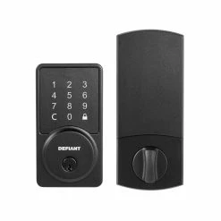 Defiant Square Matte Black Smart Hubspace Wi-Fi Deadbolt -Barton Kramer Shop defiant keyless deadbolts hsgc9x9d01aj 66 1000