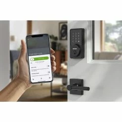 Defiant Square Matte Black Smart Hubspace Wi-Fi Deadbolt -Barton Kramer Shop defiant keyless deadbolts hsgc9x9d01aj c3 1000