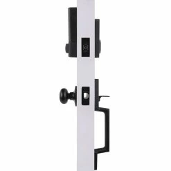 Defiant Vancouver Matte Black Door Handle Set with Square Smart Hub space Wi-Fi Deadbolt and Hartford Interior Knob -Barton Kramer Shop defiant keyless locksets 32hpx9gyb 4f 1000