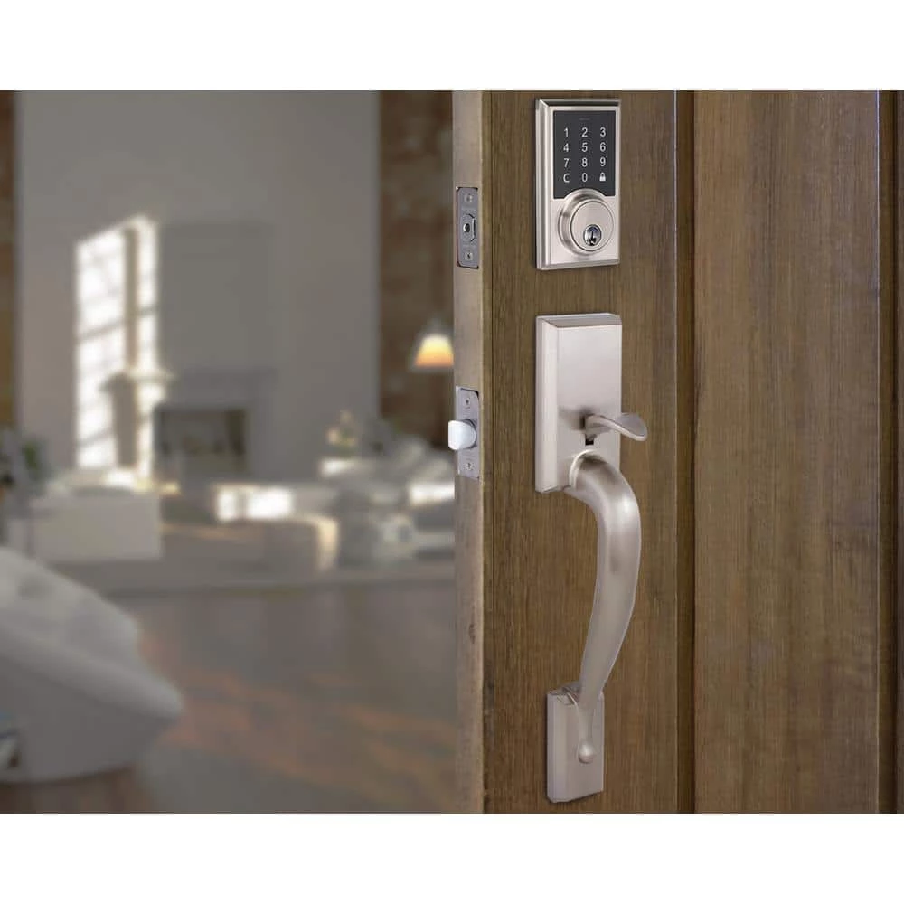 Defiant Alexander Satin Nickel Door Handleset with Square Electronic Single Cylinder Touchpad Deadbolt & Freedom Interior Lever 4 Defiant Alexander Satin Nickel Door Handleset with Square Electronic Single Cylinder Touchpad Deadbolt & Freedom Interior Lever - Image 2