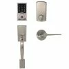 Defiant Alexander Satin Nickel Door Handleset with Square Electronic Single Cylinder Touchpad Deadbolt & Freedom Interior Lever -Barton Kramer Shop defiant keyless locksets hmx2exlbxc 64 1000