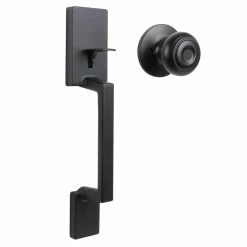 Defiant Vancouver Matte Black Entrance Door Handleset with Hartford Interior Knob