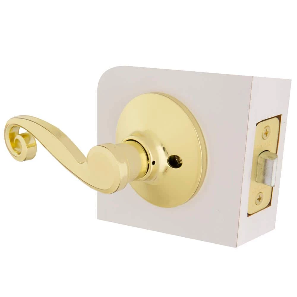 Defiant Scroll Polished Brass Hall and Closet Door Lever 8 Defiant Scroll Polished Brass Hall and Closet Door Lever - Image 6