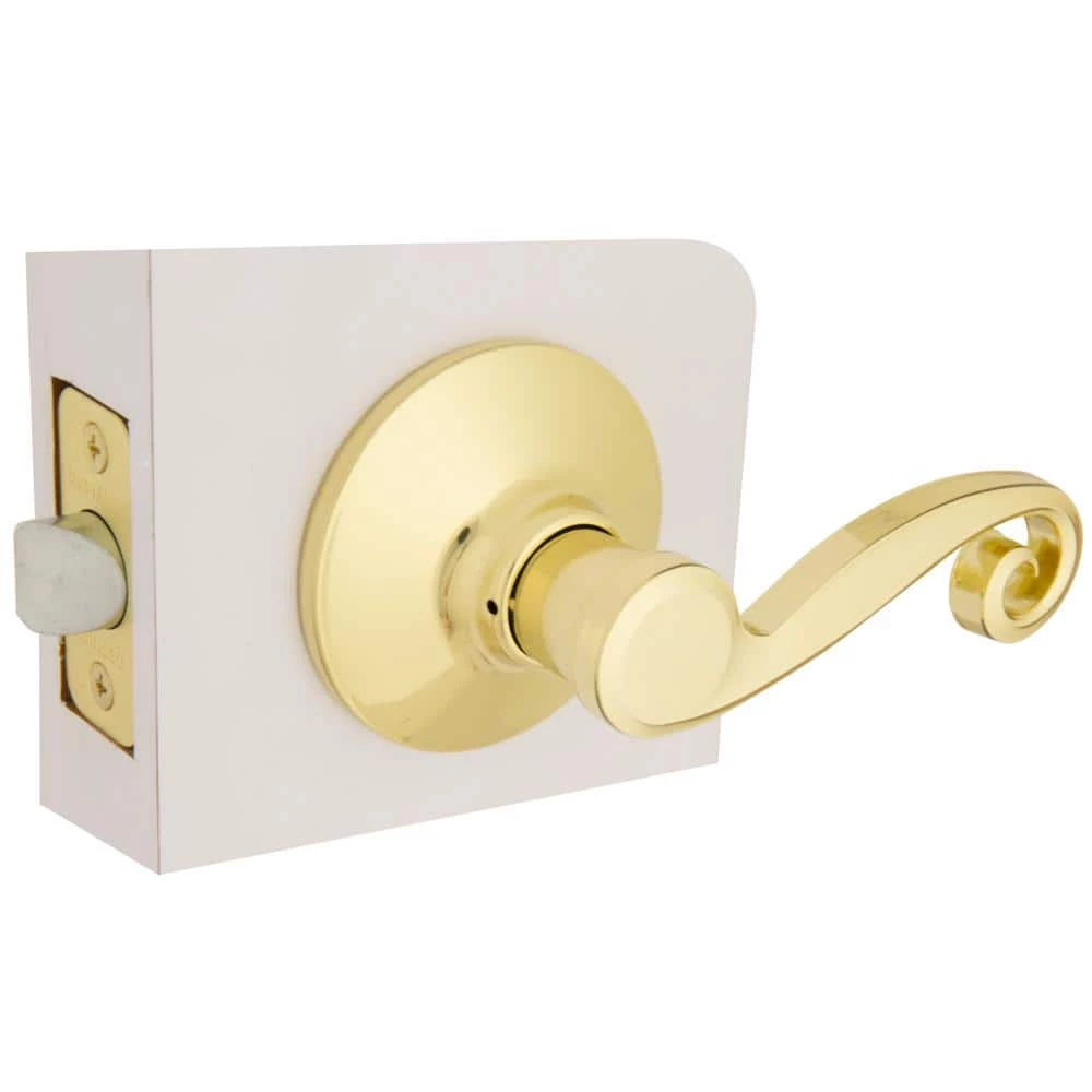 Defiant Scroll Polished Brass Hall and Closet Door Lever 6 Defiant Scroll Polished Brass Hall and Closet Door Lever - Image 4