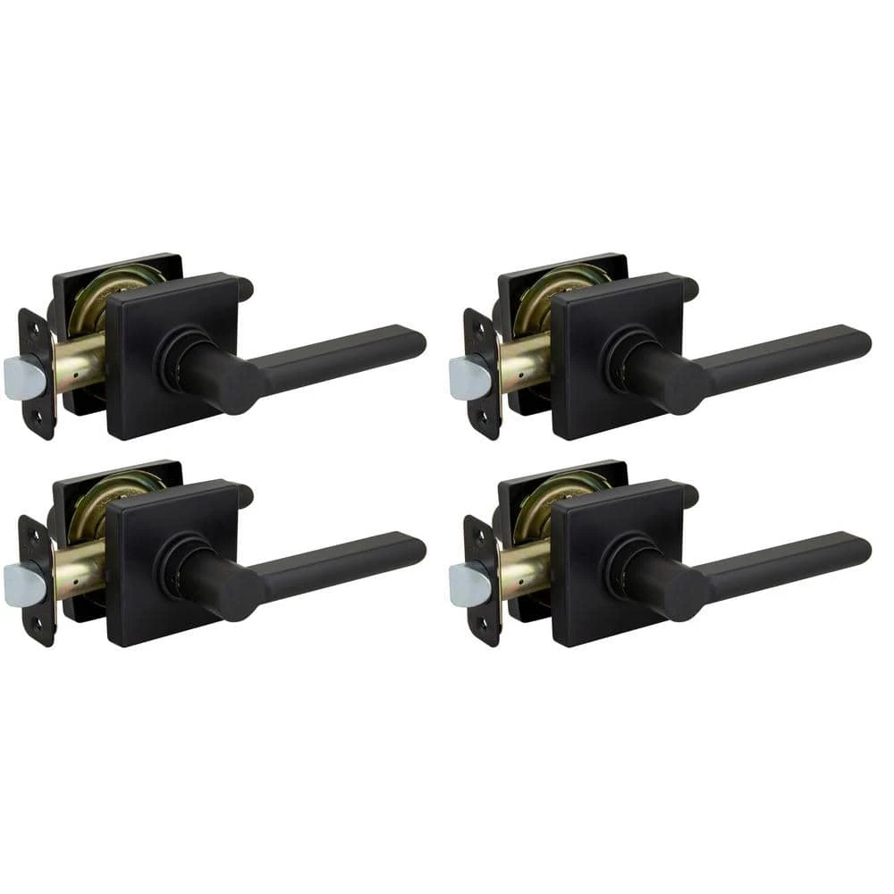 Defiant Tonbridge Matte Black Hall and Closet Door Handle with Square Rose (4-Pack) 8 Defiant Tonbridge Matte Black Hall and Closet Door Handle with Square Rose (4-Pack) - Image 6