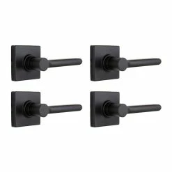 Defiant Tonbridge Matte Black Hall and Closet Door Handle with Square Rose (4-Pack)